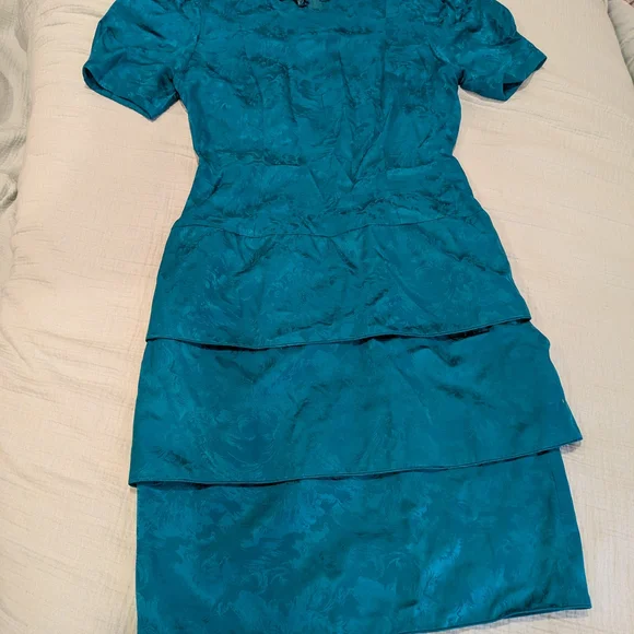 Maggy London Turquoise Jacquard Dress - Picture 2 of 3